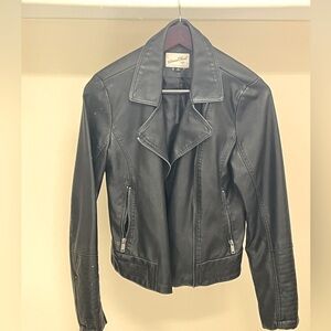 Black Leather Bomb Jacket
